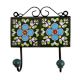 Green Floral Ceramic Tiles Hooks-462 (Set Of Ine Piece)